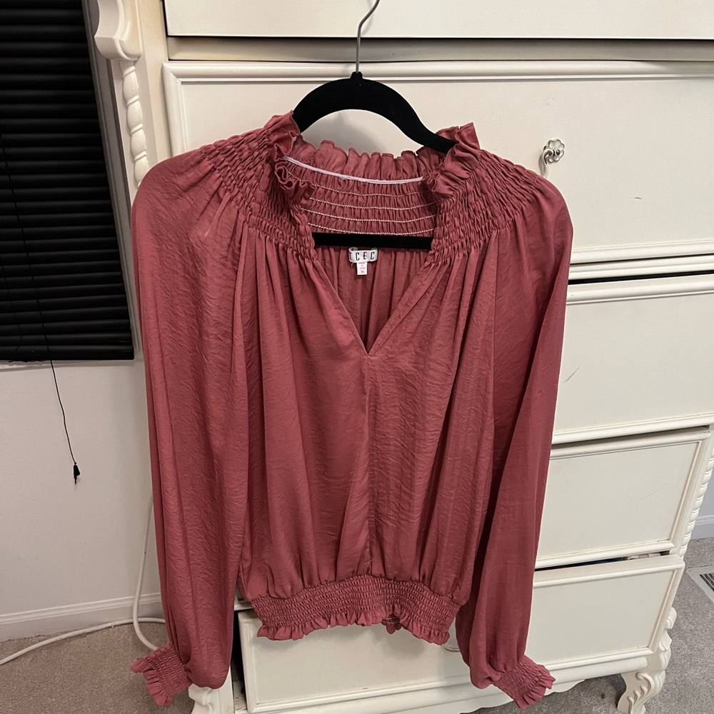 Pink Mock Neck Blouse